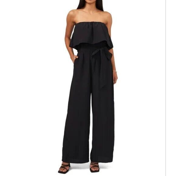 1.STATE Women's Strapless Tie jumpsuit with pockets Rich Black size XS - Picture 1 of 1
